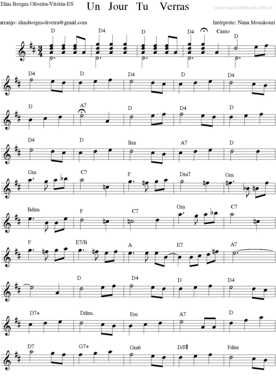 Partitura da música Un Jour Tu Verras