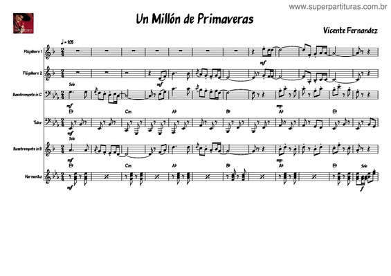 Partitura da música Un Millón De Primaveras – Vicente Fernandez v.2