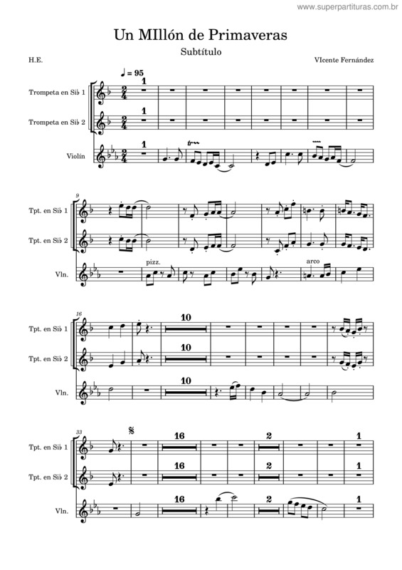Partitura da música Un Millón De Primaveras