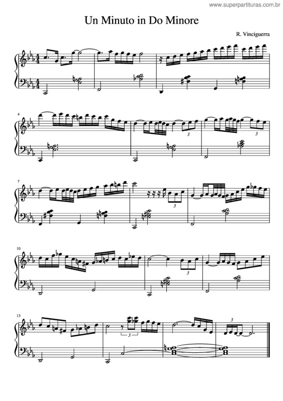 Partitura da música Un Minuto In Do Minore