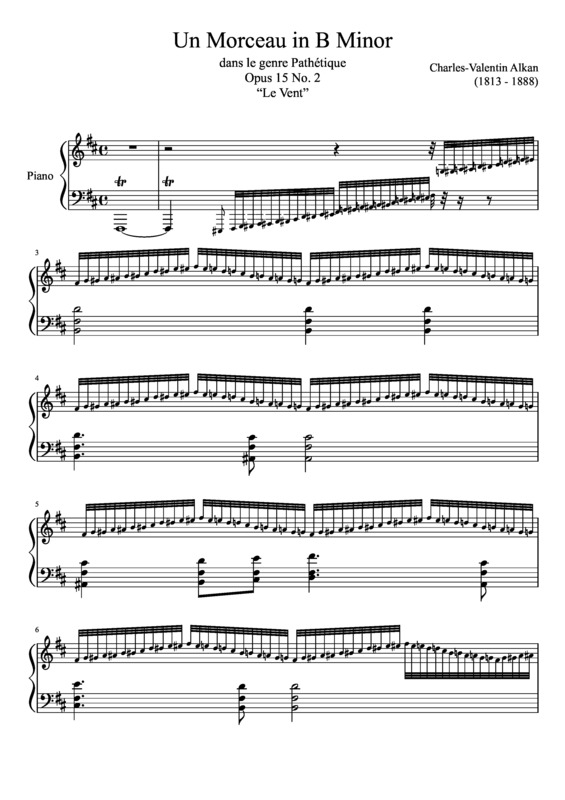 Partitura da música Un Morceau Opus 15 No. 2 In B Minor “Le Vent”