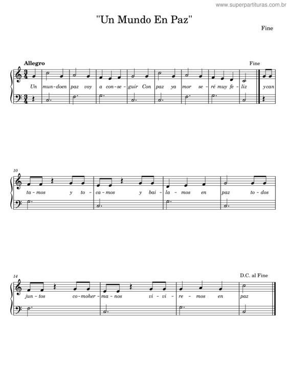Partitura da música Un Mundo En Paz