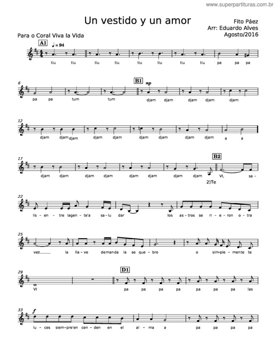 Partitura da música Un Vestido Y Un Amor – Fito Páez v.2
