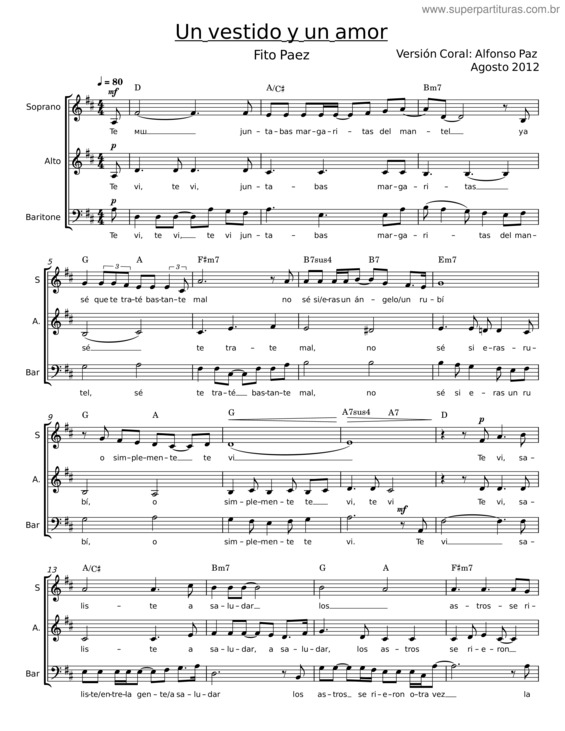 Partitura da música Un Vestido Y Un Amor – Fito Páez v.3