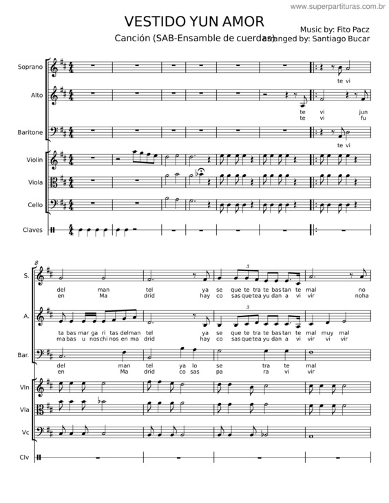 Partitura da música Un Vestido Y Un Amor – Fito Paez v.4