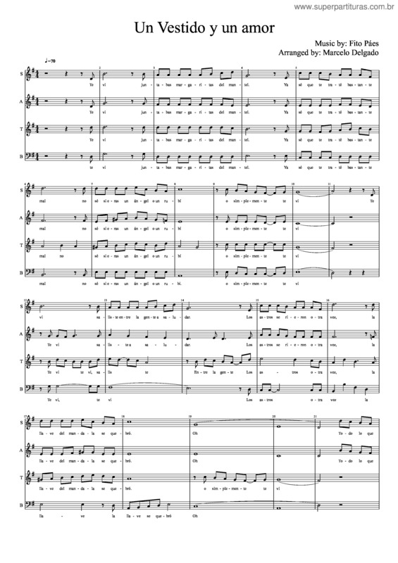 Partitura da música Un Vestido Y Un Amor v.2