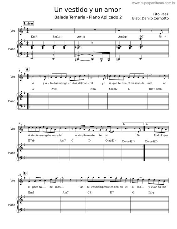 Partitura da música Un Vestido Y Un Amor v.3
