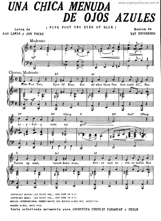 Partitura da música Una Chica Menuda De Ojos Azules