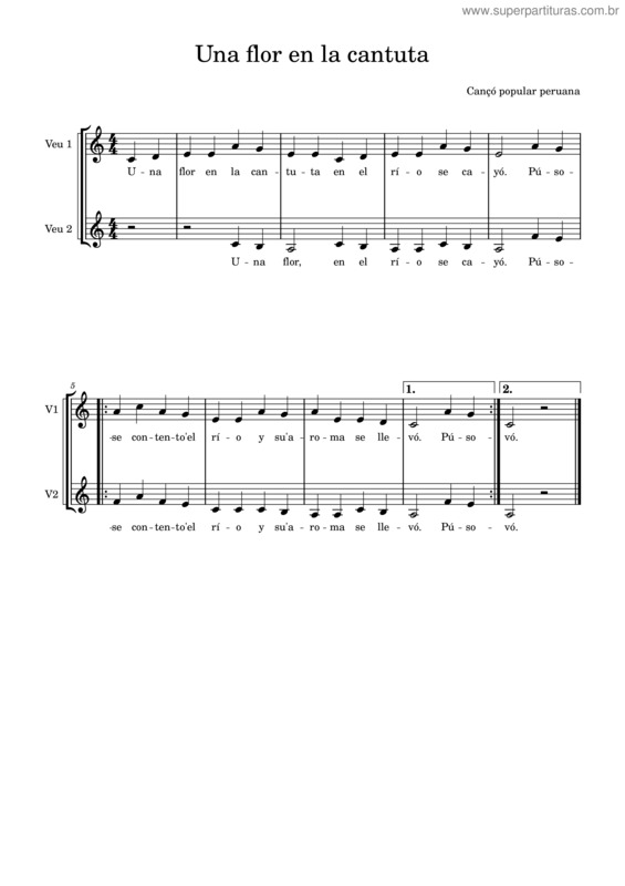 Partitura da música Una Flor En La Cantuta