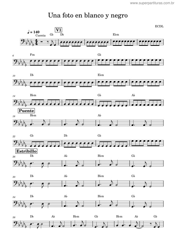 Partitura da música Una Foto En Blanco Y Negro