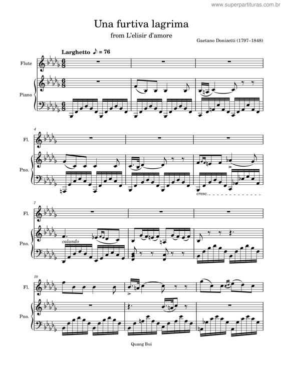 Partitura da música Una Furtiva Lagrima v.4