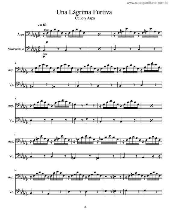 Partitura da música Una Lagrima Furtiva