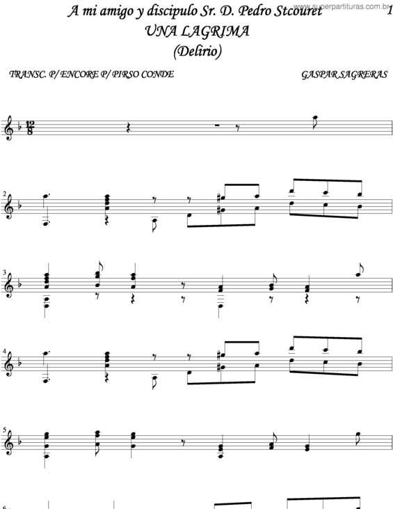 Partitura da música Una Lagrima