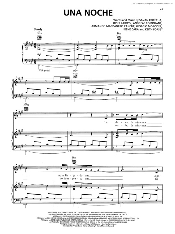 Partitura da música Una Noche