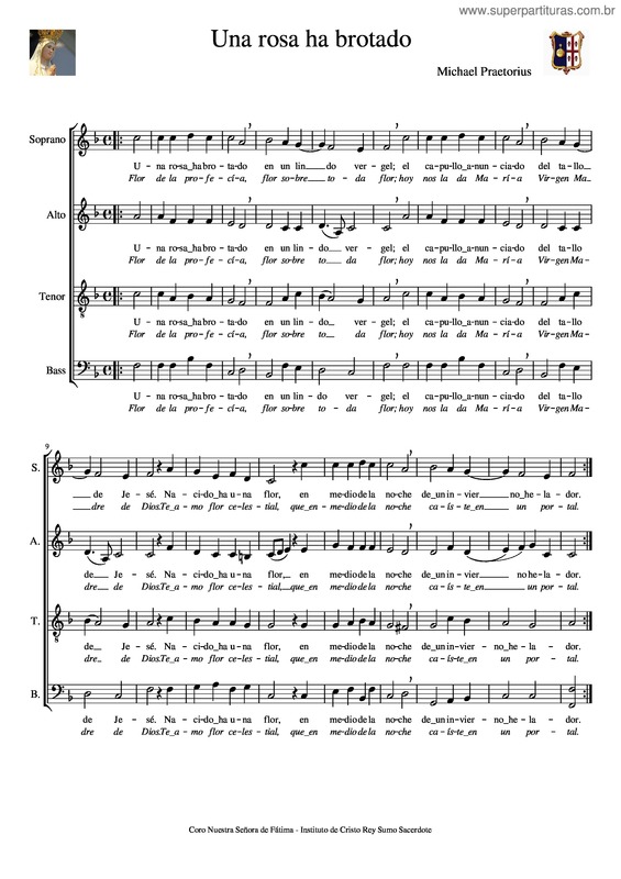 Partitura da música Una Rosa Ha Brotado – Michael Praetorius