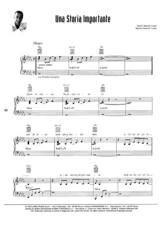 Partitura da música Una Storia Importante v.2