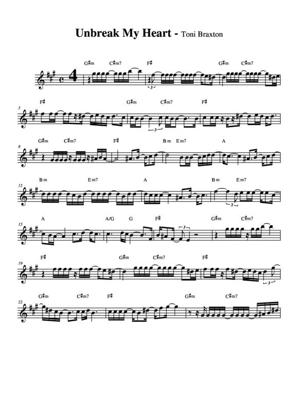 Partitura da música Unbreak My Heart v.4