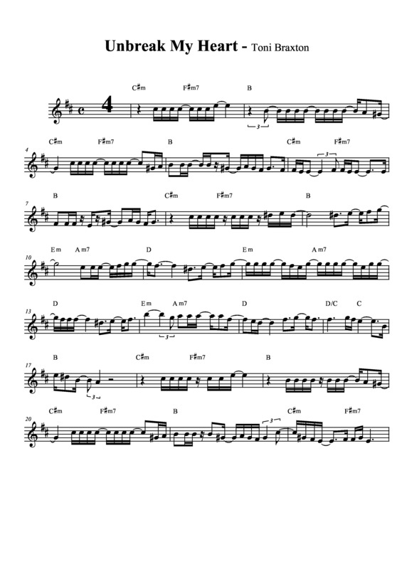 Partitura da música Unbreak My Heart v.5