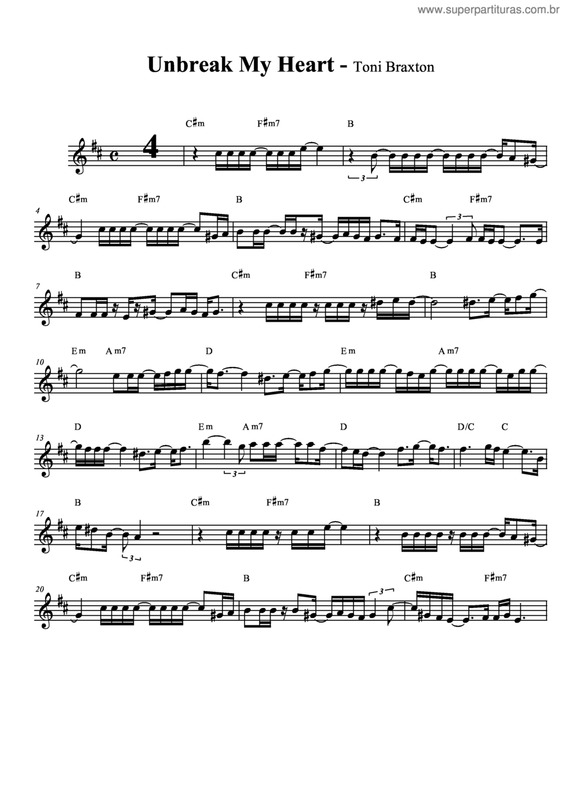 Partitura da música Unbreak My Heart v.7