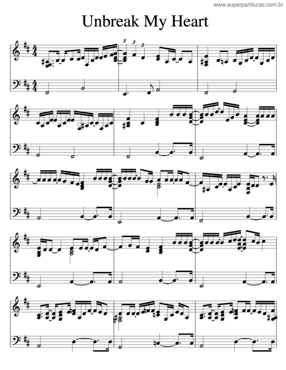 Partitura da música Unbreak My Heart