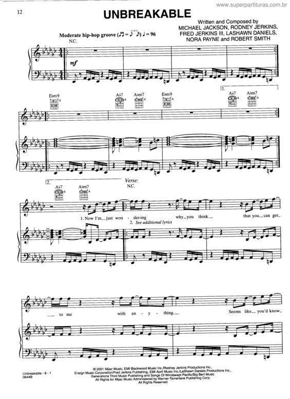 Partitura da música Unbreakable v.2