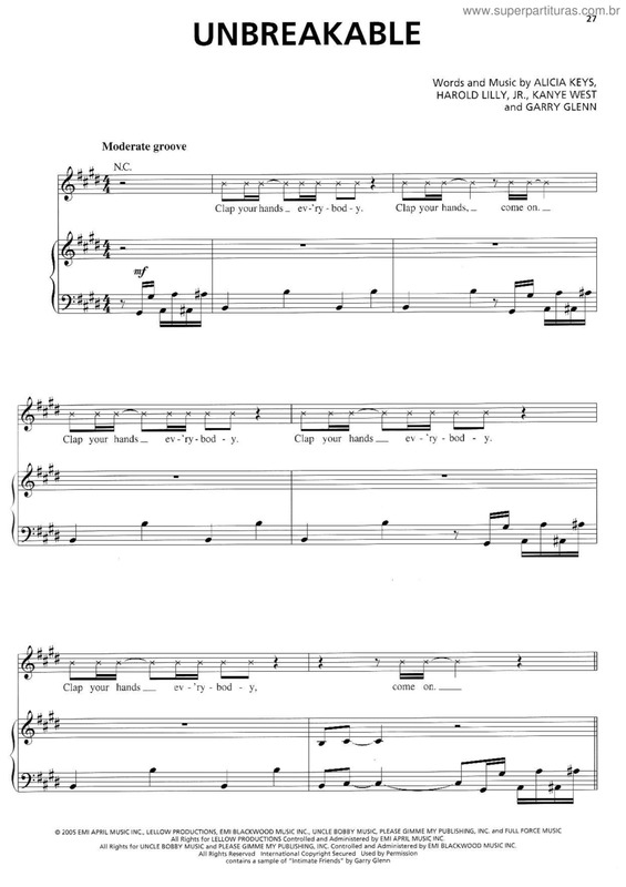 Partitura da música Unbreakable