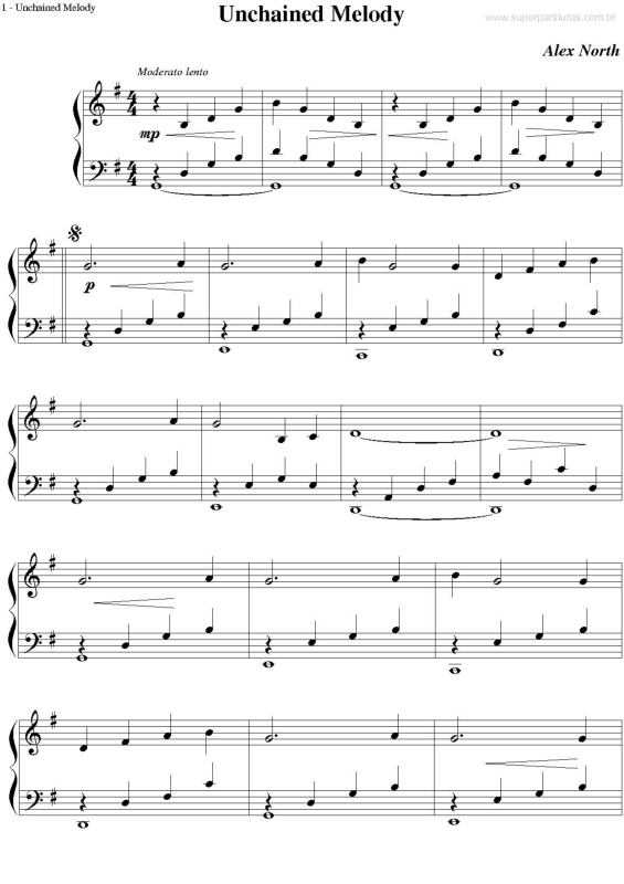 Partitura da música Unchained Melody (Ghost)