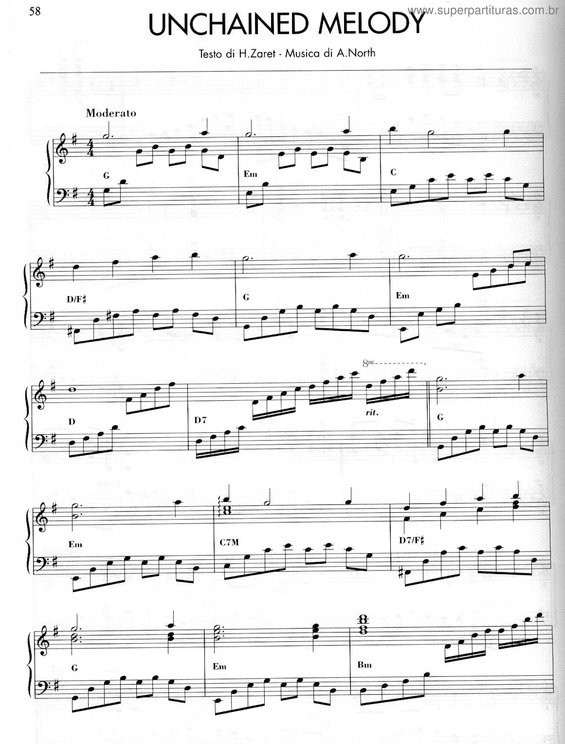 Partitura da música Unchained Melody v.3