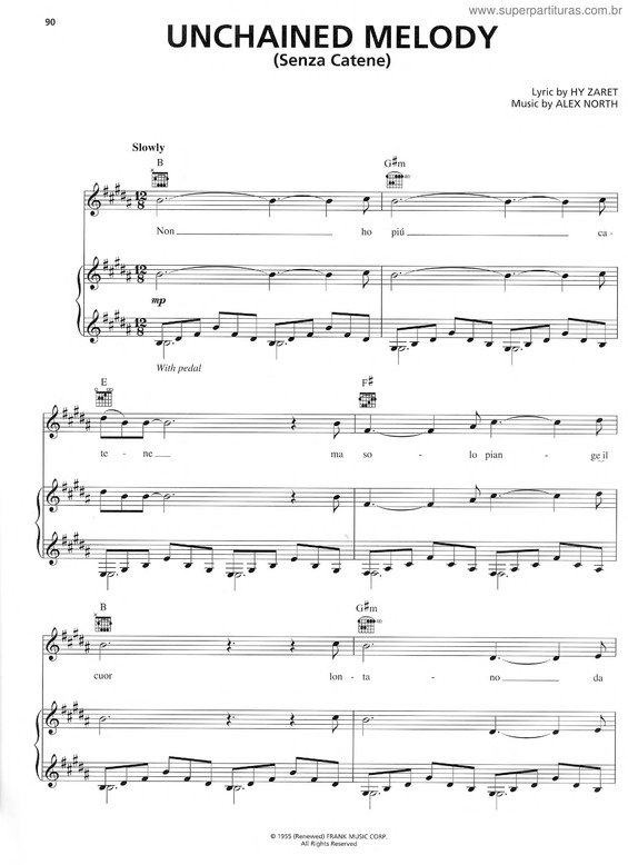 Partitura da música Unchained Melody v.4