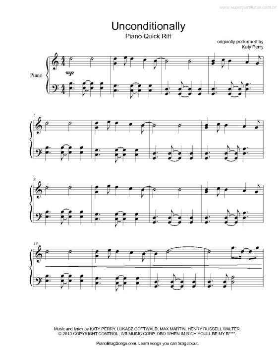 Partitura da música Unconditionally