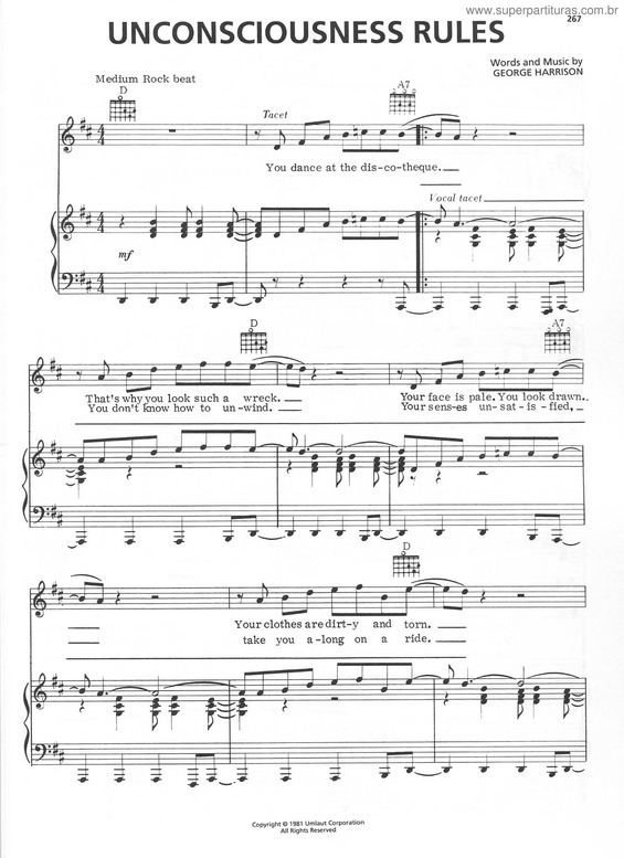 Partitura da música Unconsciousness Rules