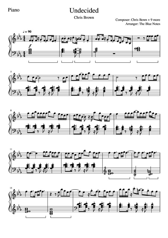 Partitura da música Undecided