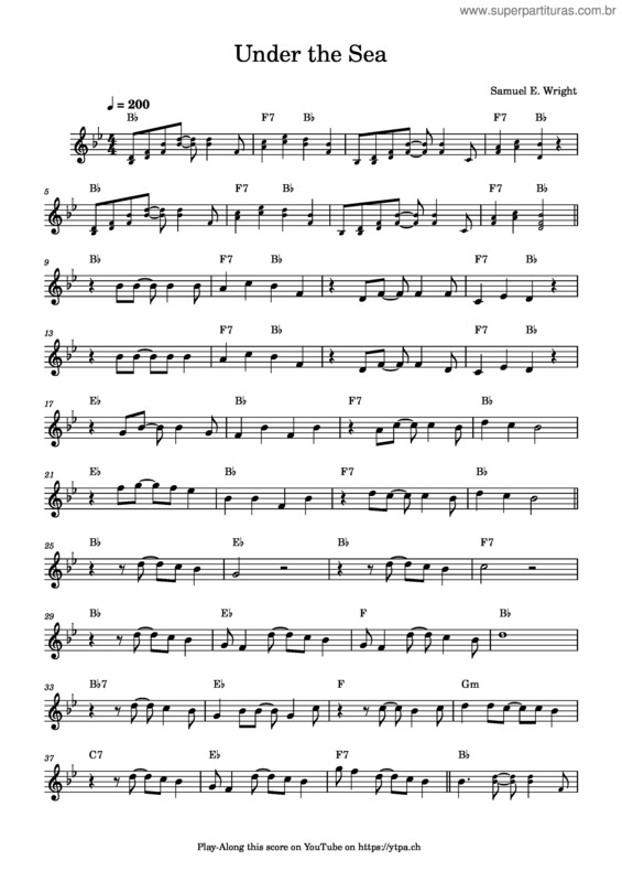 Partitura da música Under The Sea – Samuel E. Wright