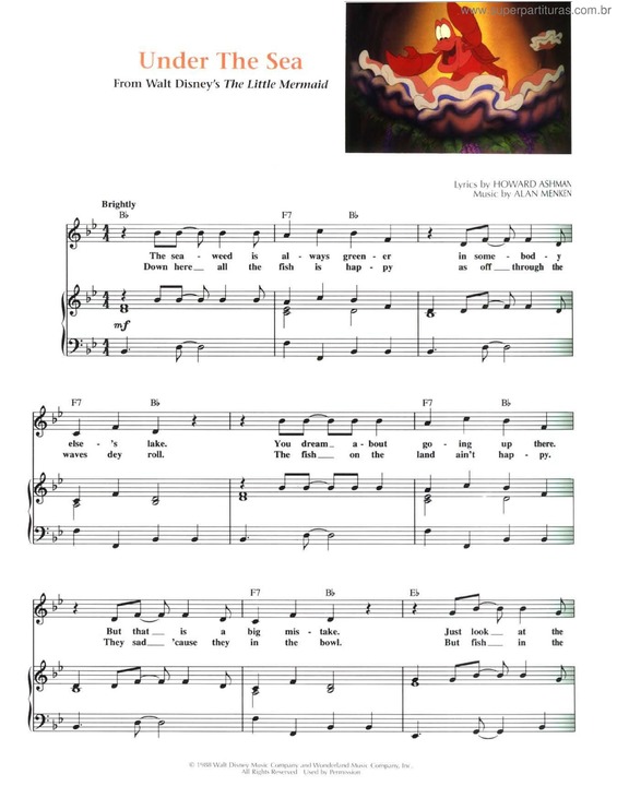 Partitura da música Under The Sea