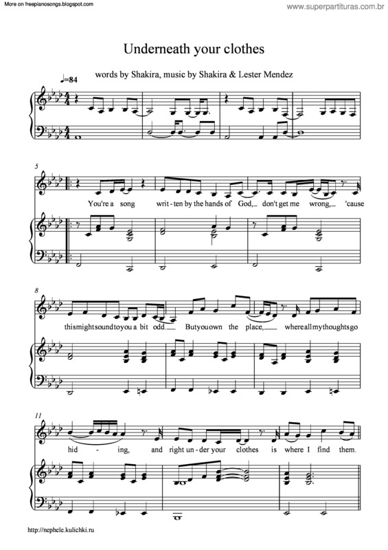 Partitura da música Underneath Your Clothes v.3