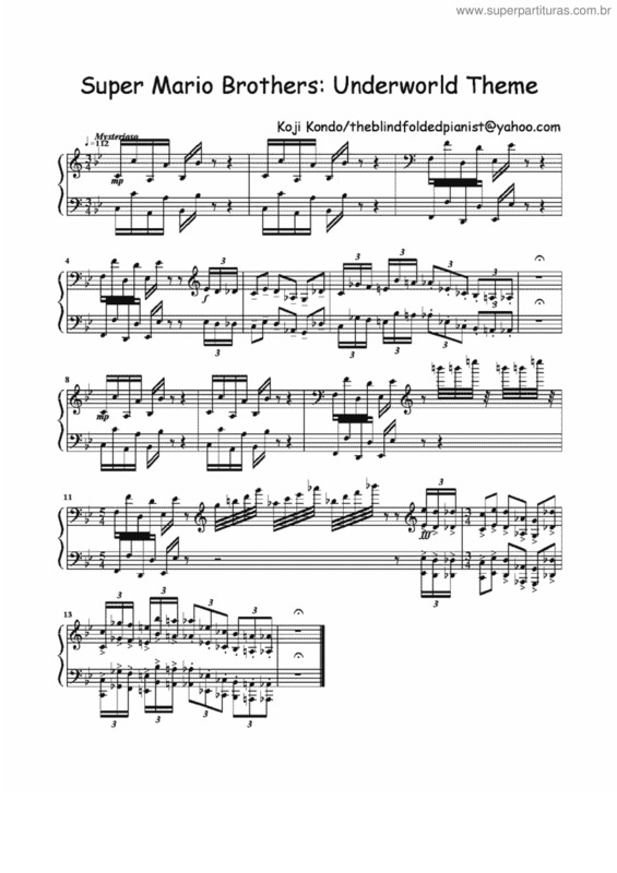 Partitura da música Underworld