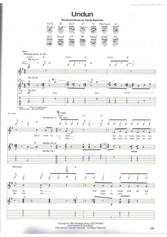 Partitura da música Undun