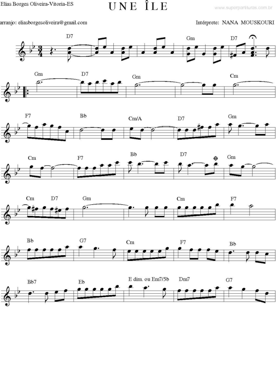 Partitura da música Une Ile