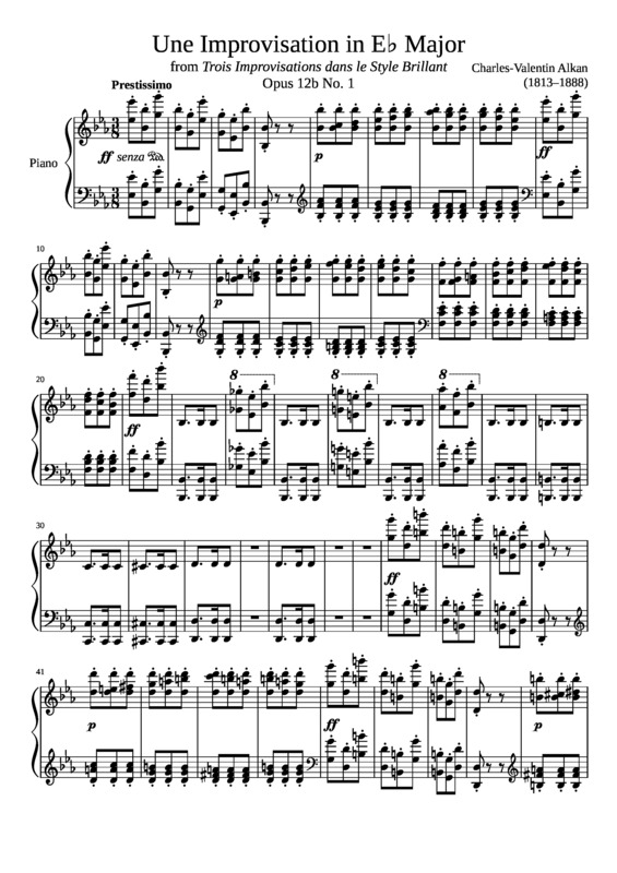 Partitura da música Une Improvisation Opus 12b No. 1 In E Major