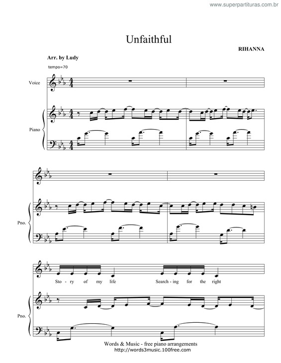 Partitura da música Unfaithful v.4