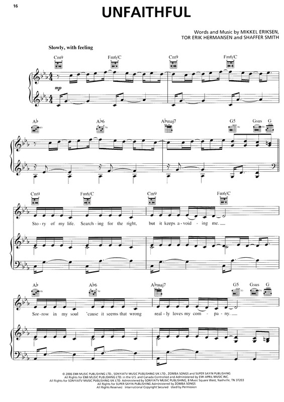 Partitura da música Unfaithful v.5