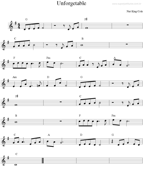 Partitura da música Unforgetable