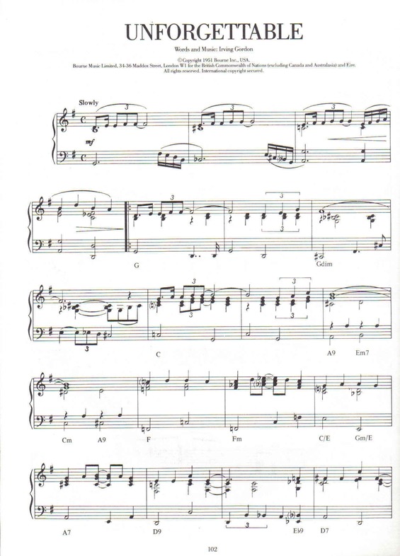 Partitura da música Unforgettable v.3