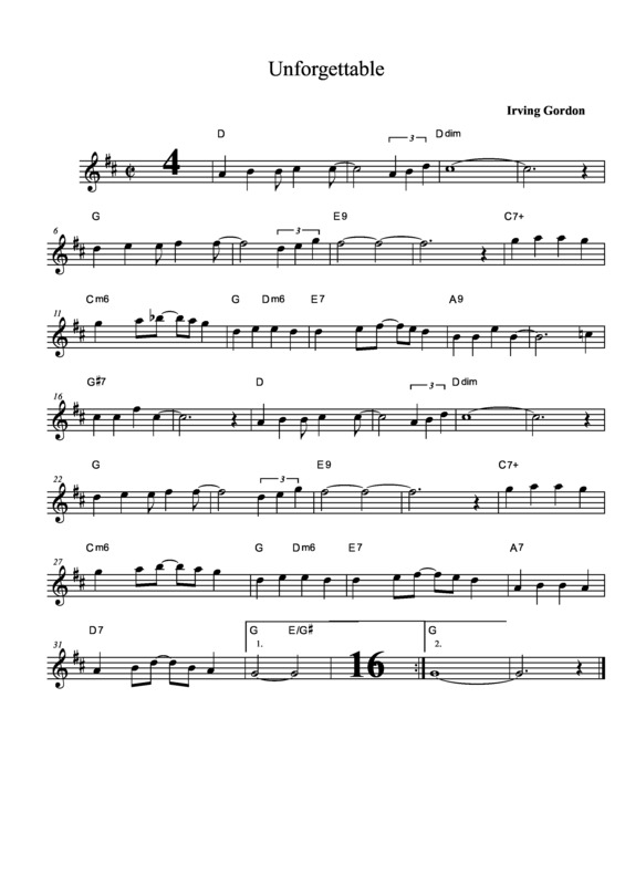 Partitura da música Unforgettable v.4