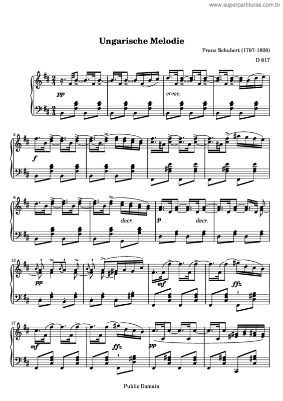 Partitura da música Ungarische Melodie