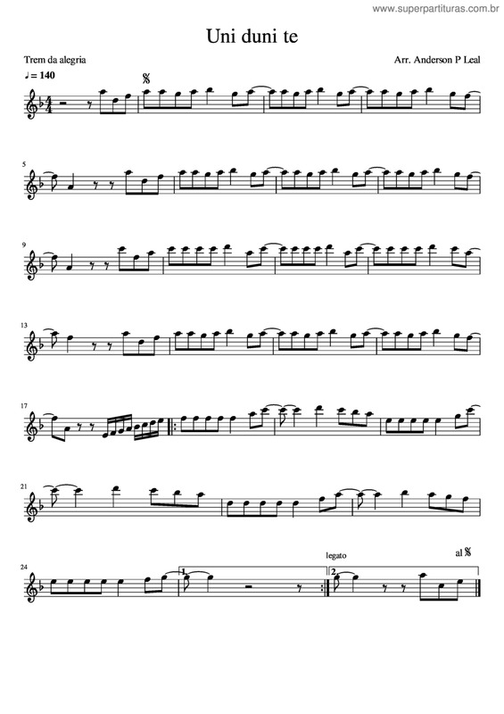 Partitura da música Uni Duni Te