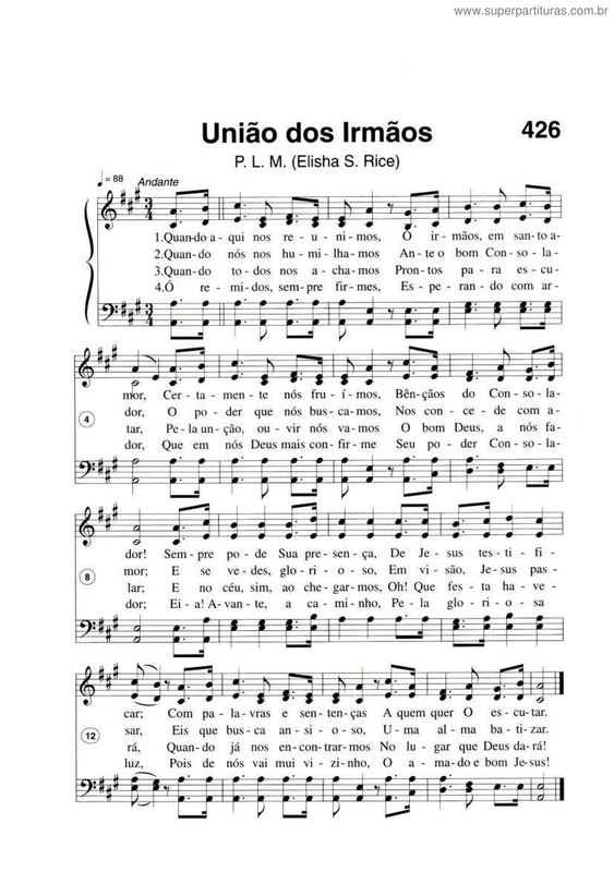 Partitura da música União Dos Irmãos