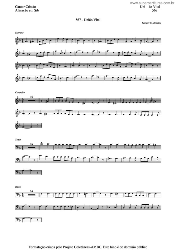 Partitura da música União Vital v.3