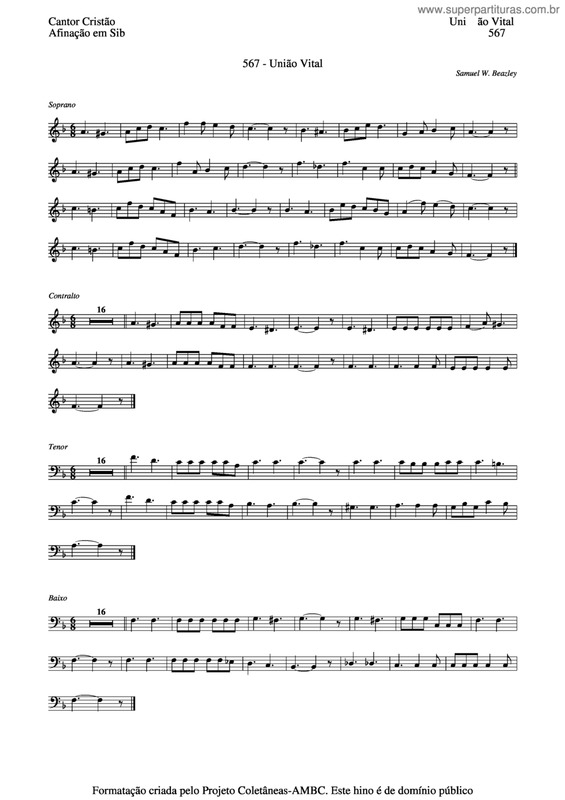 Partitura da música União Vital v.3