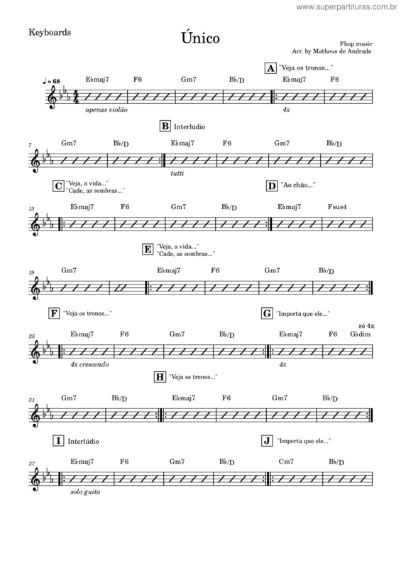 Partitura da música Único